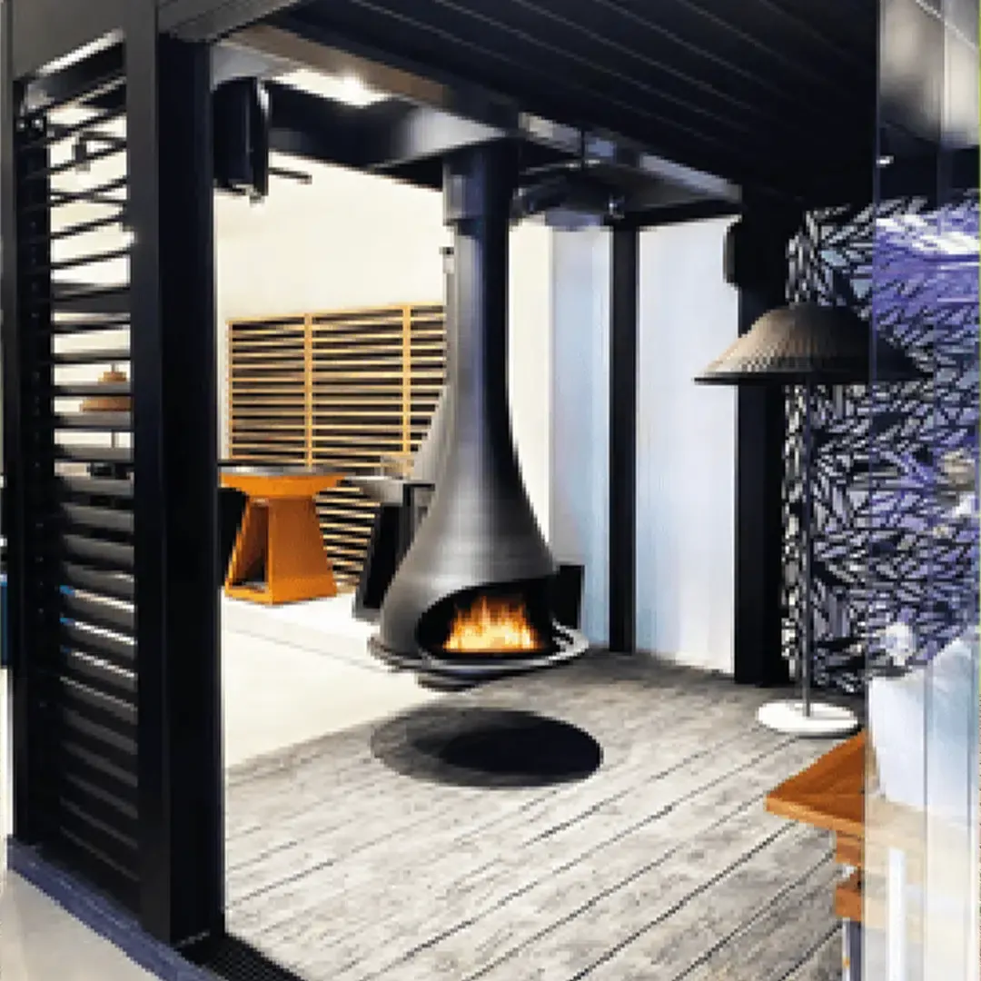 cheminée pergola bioclimatique 