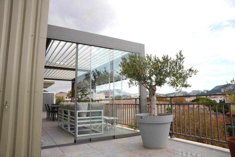 Rideau de verre pour Pergola 